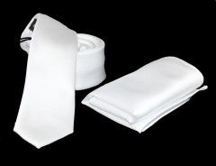    NM Satin Slim Krawatte Set - Weiß Unifarbige Krawatten